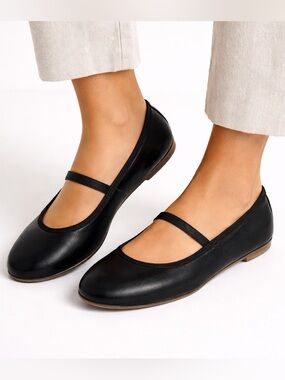 LUCKY BRAND Emile Black Leather Ballet Flats Mary Jane Strap Size 10